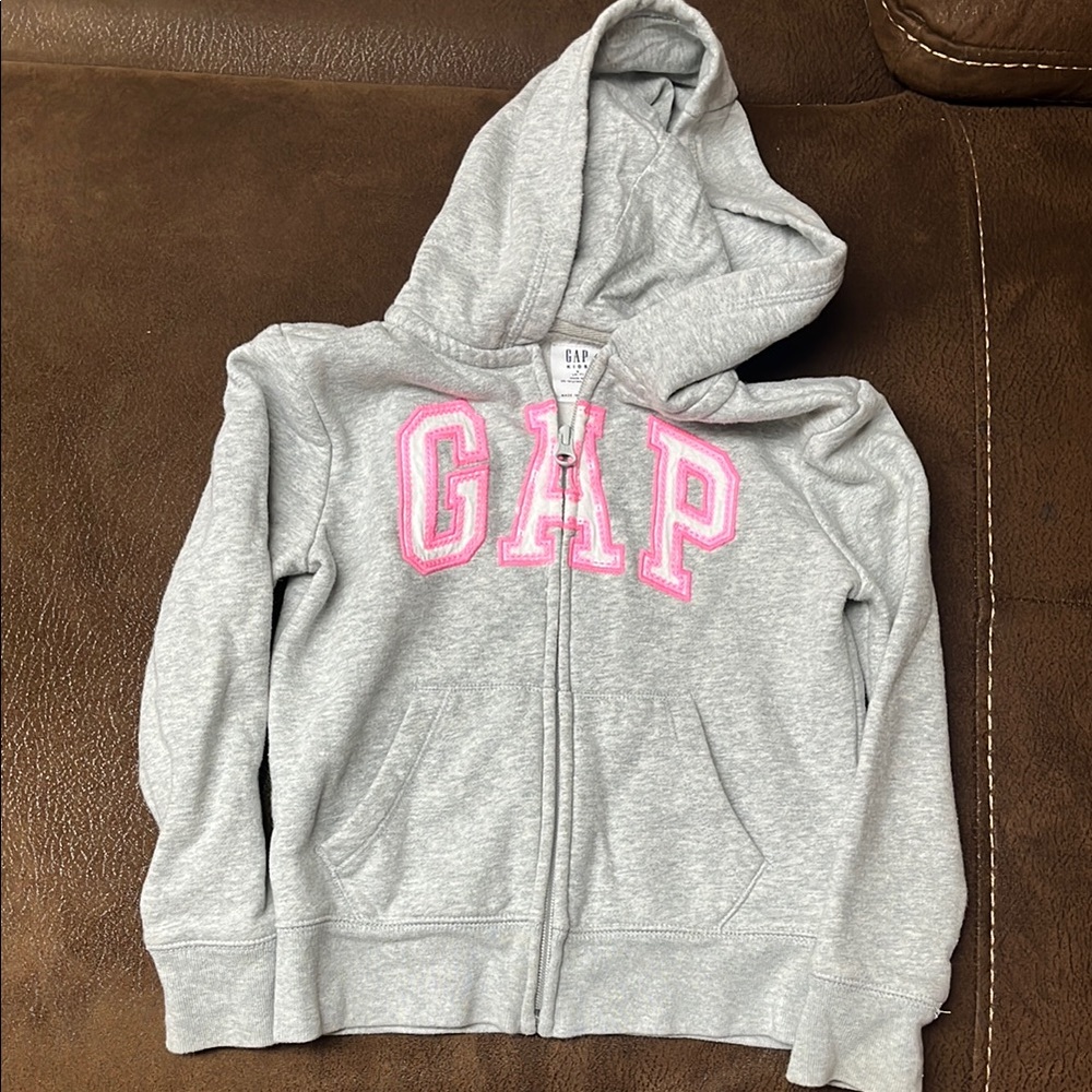 GAP Kids Gray Hoodie with Pink Logo